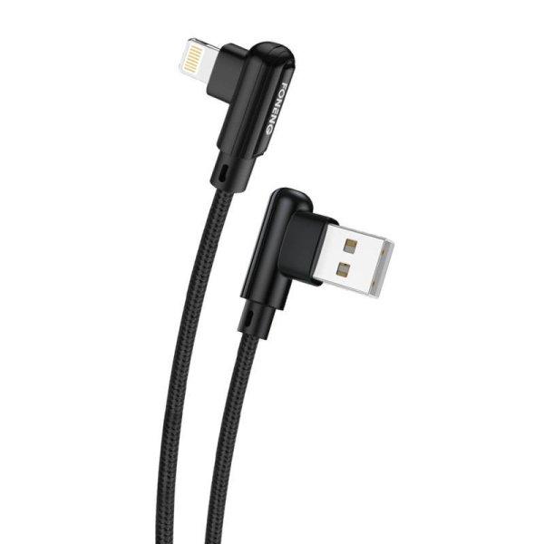 Szögletes USB kábel Lightning Foneng X70, 3A, 1m (fekete)