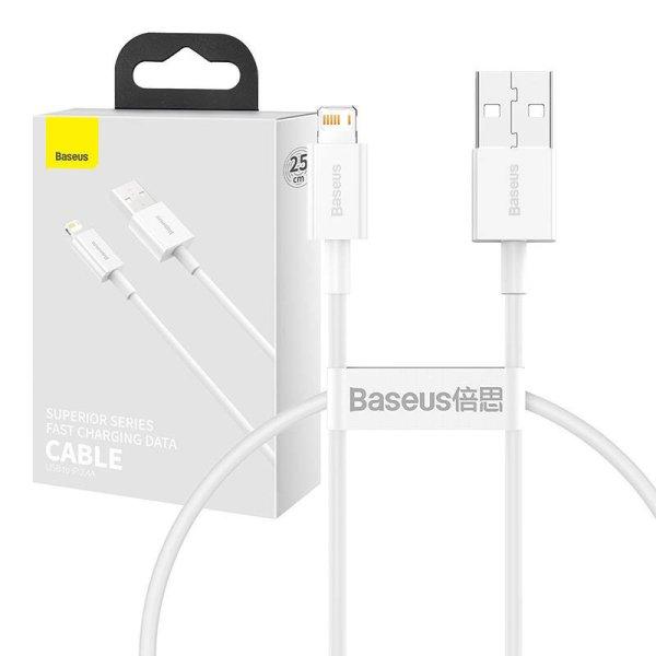 Baseus Superior Series USB-villany kábel, 2,4A, 0,25 m (fehér)