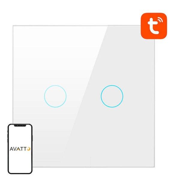 Intelligens villanykapcsoló WiFi Avatto TS02-EU-W2 2 Way TUYA (fehér)