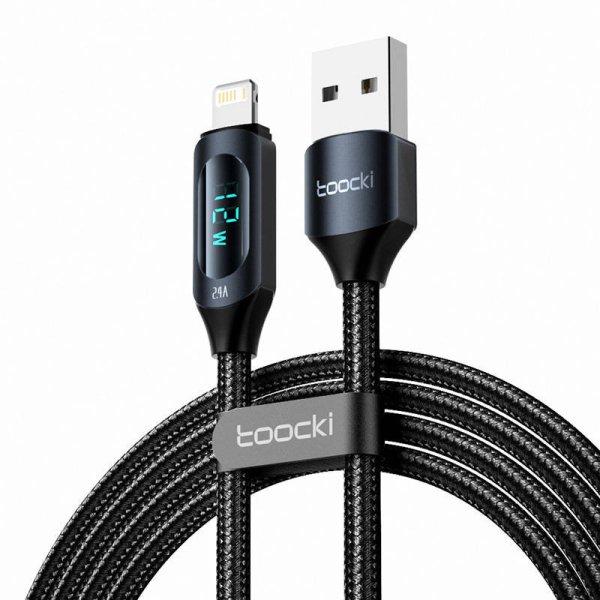 Toocki töltőkábel USB A-L, 1m, 12W (fekete)