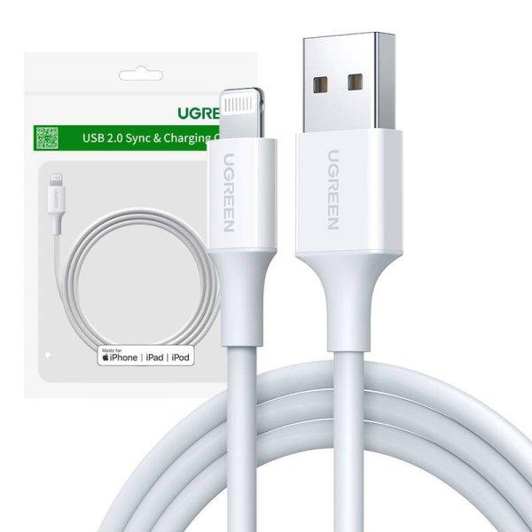 UGREEN US155 USB-világító kábel, 2,4A, 0,25m (fehér)