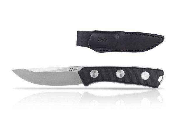 ANV P200 Mk.II - Stonewash, Plain Edge, Leather Sheath Black