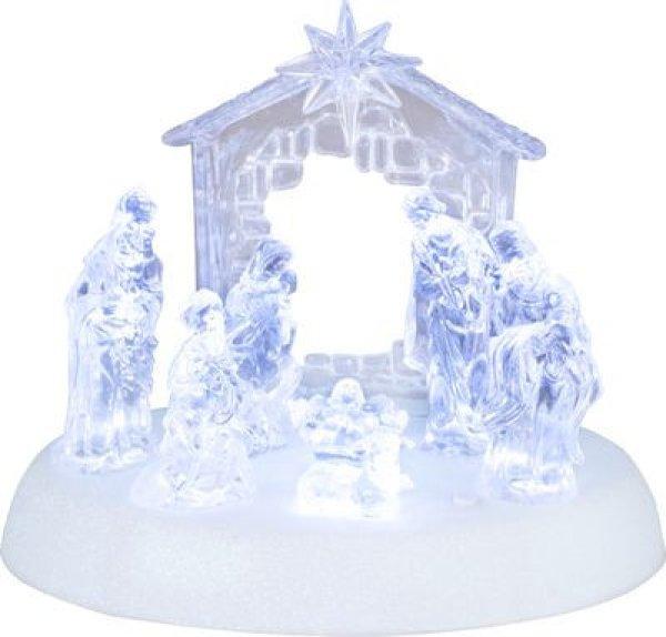 MagicHome karácsonyi, betlehemes jelenet, 7x LED, 3xAA, akril, 19,5x14x17,5 cm