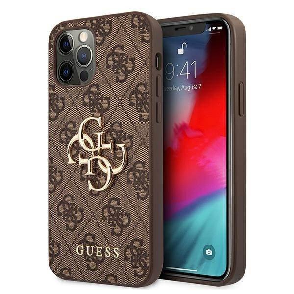 Guess GUHCP12M4GMGBR iPhone 12/12 Pro 6,1" barna 4G nagy fém logós
keménytok