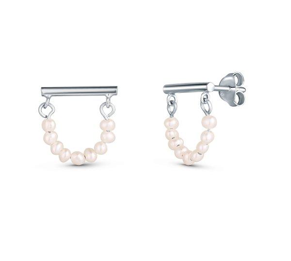 JwL Luxury Pearls Minimalista ezüst fülbevaló valódi
gyöngyökkel JL0830