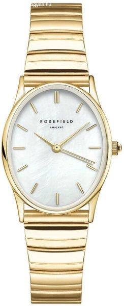 Rosefield The Oval White MOP Half-Moon Steel Gold OVWGSG-OV16