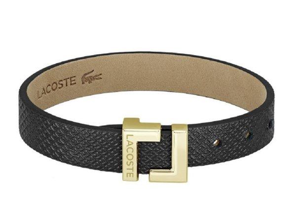 Lacoste Elegáns fekete bőr karkötő Lura 2040166