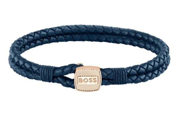 Hugo Boss Kék fonott bőr karkötő Seal 1580668 19 cm