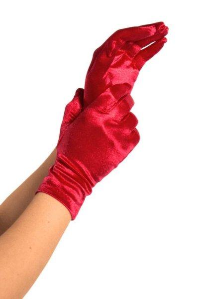  Wrist Length Satin Gloves, red, O/S 