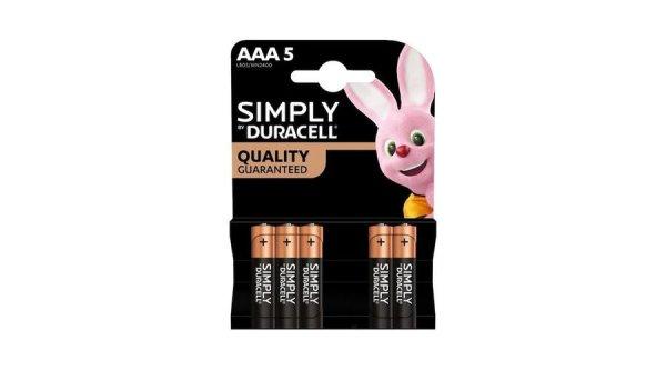 Duracell Simply Alkáli Tartós Mikro Elem AAA (1,5V) B5