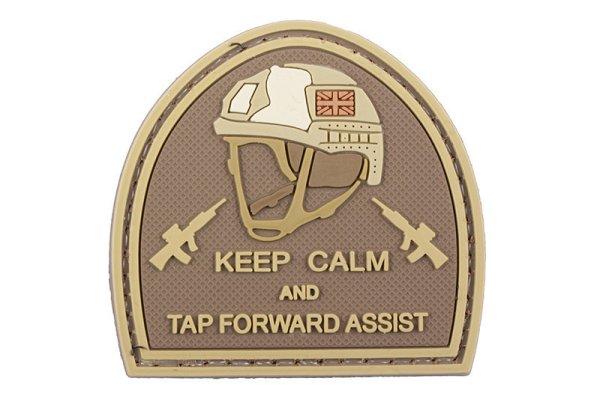 GFC Tactical felvarró Keep Calm and Tap Forward Assist,, coyote  5 x 5cm