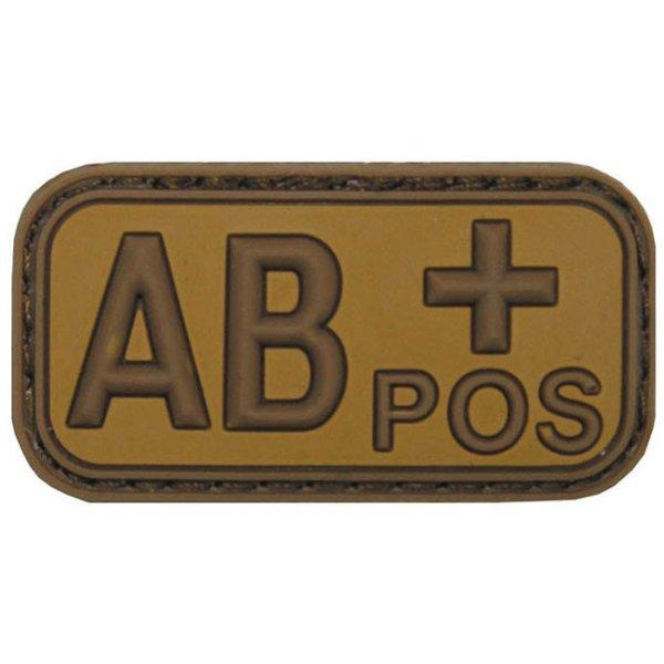 MFH vércsoport tapasz 3D, AB pozitív khaki 5x2,5cm