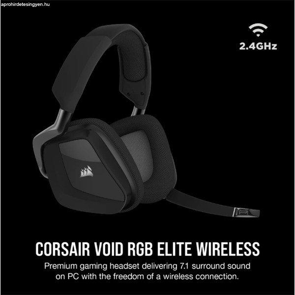 CORSAIR Vezeték Nélküli Headset, VOID RGB ELITE Wireless Premium Gaming, 7.1
Hangzás, RGB, fekete