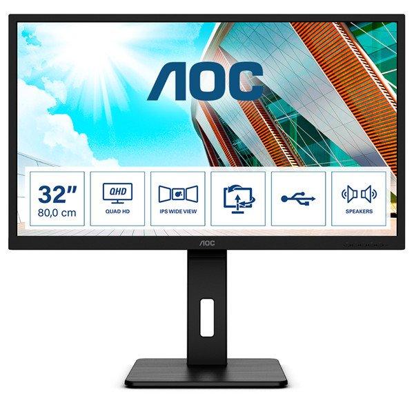 AOC monitor 31.5" Q32P2, 2560x1440, 16:9, 250cd/m2, 4ms,
2xHDMI/DisplayPort/4xUSB, Pivot, hangszóró