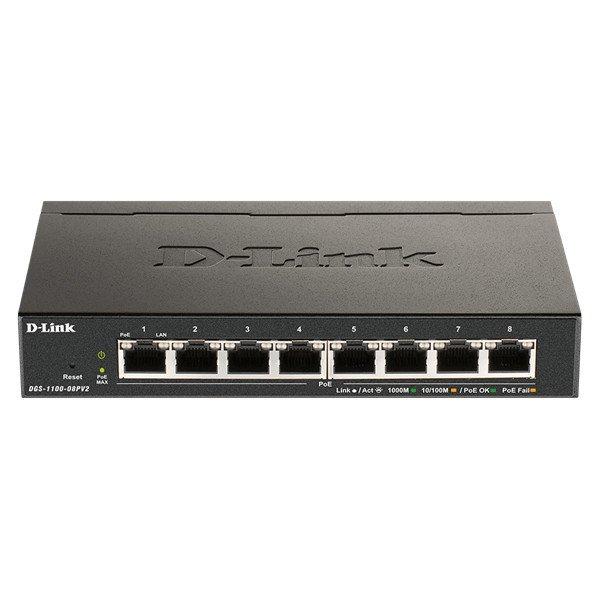 D-LINK Switch 8x1000Mbps (8xPOE) Fémházas Asztali Menedzselhető,
DGS-1100-08PV2/E