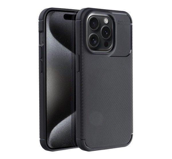 Forcell Carbon Premium hátlap tok Apple iPhone 15 Pro karbon mintás szilikon
tok, fekete