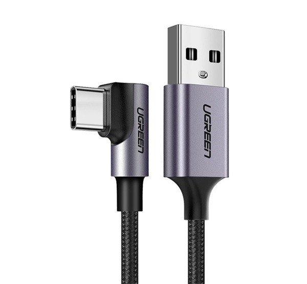 Ugreen Type-C / USB gyorstöltő derékszögű töltő- és adatkábel, 1m,
fekete-szürke