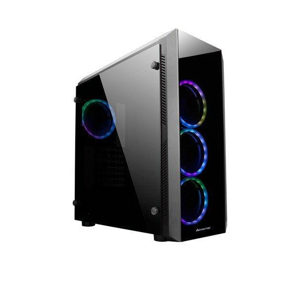 CHIEFTEC Ház Scorpion GL-02B-OP ATX, 4xRGB Ventillátor + RGB Control HUB,
Tápegység nélkül, Edzett üveg, Fekete