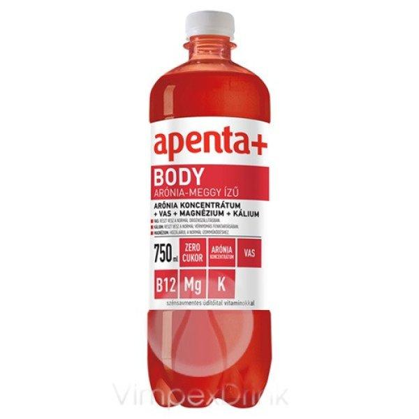 Apenta+ Body arónia-meggy ízű szénsavmentes üdítőital
édesítőszerekkel, vitaminokkal 750 ml