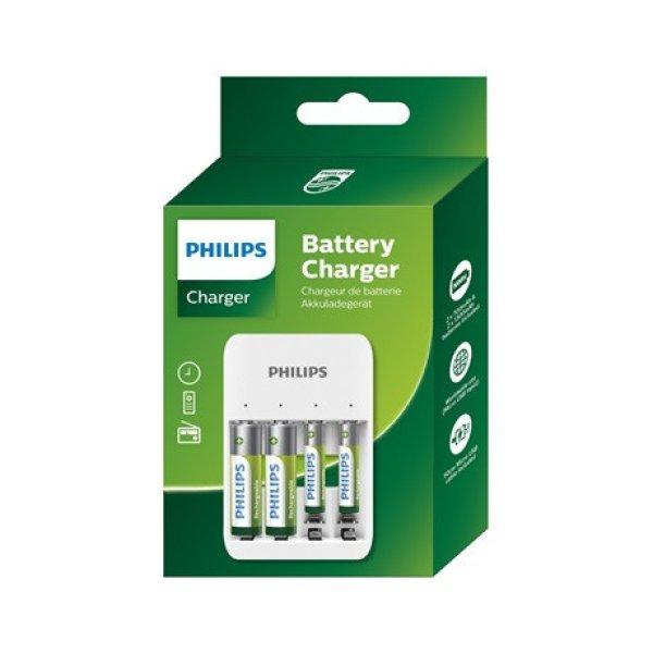 Philips SCB4013NB/00 akkumulátor töltő aa/aaa 2db aaa 700mah és 2db aa
1300mah