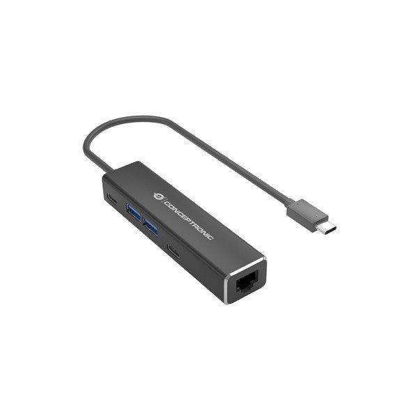 Conceptronic Kábel - ABBY14B (USB-C to RJ-45, 2xUSB-A+2xUSB-C, 2,5 Gbit,
szürke)