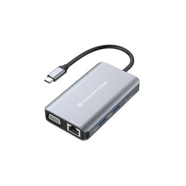 Conceptronic Notebook Dokkoló - DONN21G (USB-C to HDMI/VGA/USB-C PD/USB
3.0/GbE)