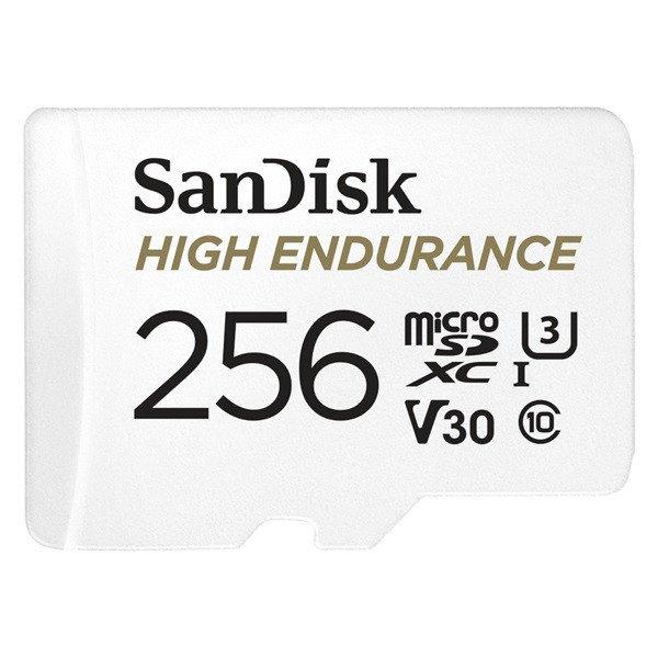 SanDisk MicroSD kártya - 256GB microSDXC High Endurance (100 MB/s, Class 10 U3,
V30) + adapter