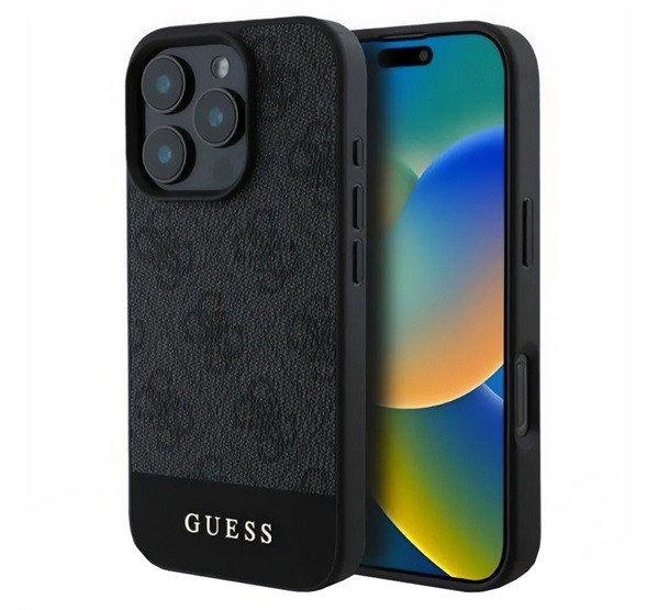 GUESS 4G STRIPE műanyag telefonvédő (textil hátlap) SZÜRKE Apple iPhone 16
Pro