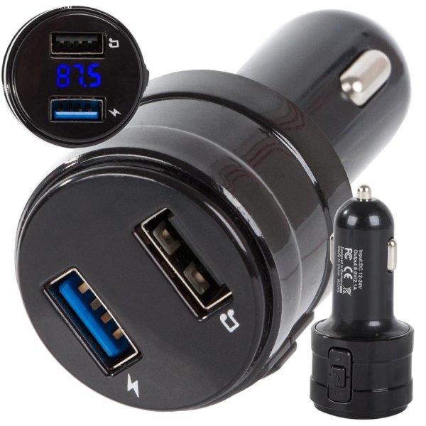 2x USB autós töltő, FM mp3 bluetooth