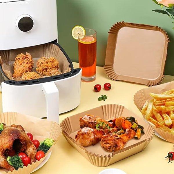 XL - Szögletes Air Fryer sütőpapír 50 db