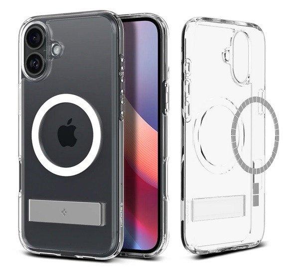 SPIGEN ULTRA HYBRID S műanyag telefonvédő (ütésállóság, légpárnás
keret, kitámasztó, MagSafe) ÁTLÁTSZÓ Apple iPhone 16