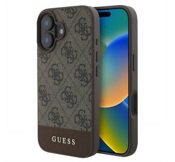 GUESS 4G STRIPE műanyag telefonvédő (textil hátlap) BARNA Apple iPhone 16