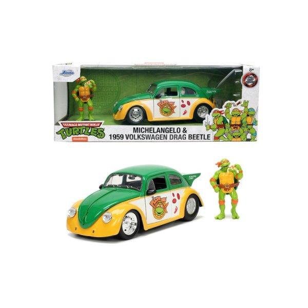 Jada - Tini Ninja Teknőcök 1959 VW Drag Beetle fém autómodell figurával -
1:24