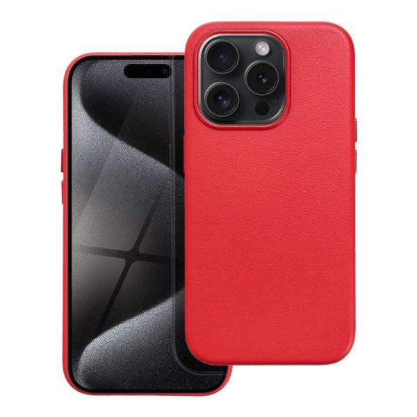 LEATHER MAG COVER case for IPHONE 15 Pro red