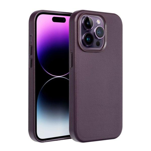 LEATHER MAG COVER case for IPHONE 16 dark violet