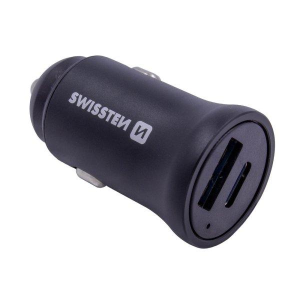 SWISSTEN Szivargyújtós USB Gyorstöltő - QC3.0/PD3.0 - USB-A/USB-C - 36W -
12/24V