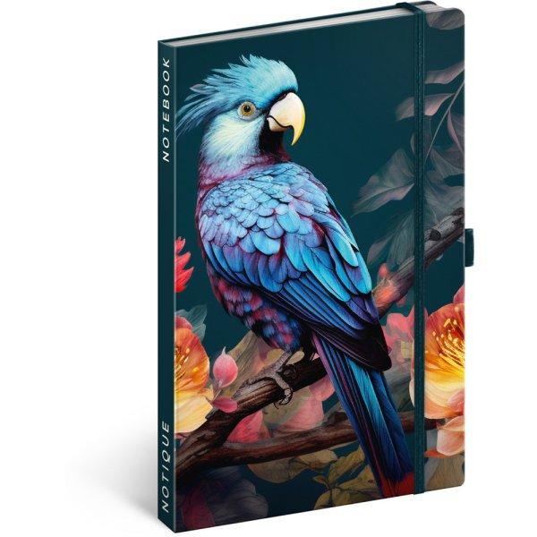 Keménytáblás notesz vonalas krémszínű lapokkal leszorító gumiszalaggal
Parrot 130x210mm, Presco