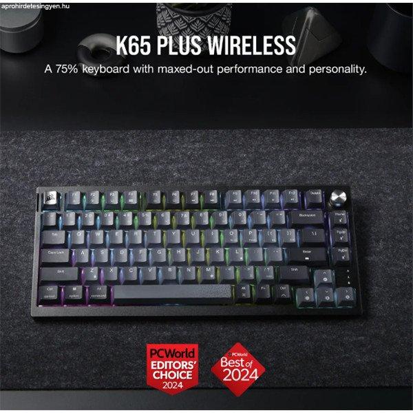 CORSAIR Vezeték Nélküli Billentyűzet Gaming, K65 PLUS 75%, Mechanikus, MLX
Red switch, US, fekete