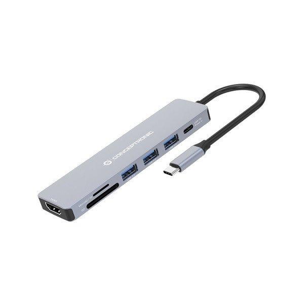 Conceptronic Notebook Dokkoló - DONN18G (USB-C to HDMI/USB-C PD/USB 3.0/SD/TF)