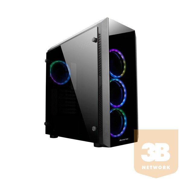 CHIEFTEC Ház Scorpion GL-02B-OP ATX, 4xRGB Ventillátor, Tápegység nélkül,
Edzett üveg, Fekete