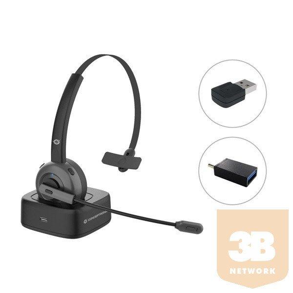 Conceptronic Vezeték nélküli Fejhallgató - POLONA03BDA (BT+ USB adapter,
hangerőszabályzó, felhajtható mikrofon, fekete)