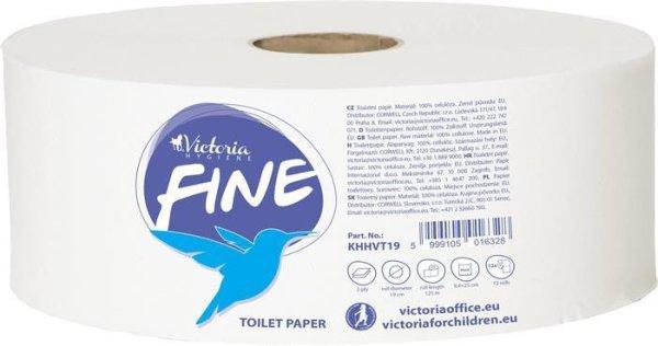 Toalettpapír, 2 rétegű, 19 cm átmérő, VICTORIA HYGIENE, "Fine Mini
Jumbo", fehér