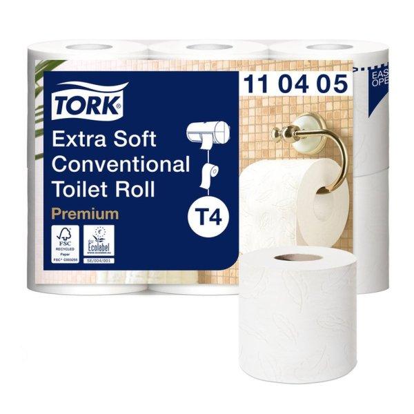 Toalettpapír 4 rétegű kistekercses átmérő: 11,8 cm 153 lap/tekercs 6
tekercs/csomag Extra Soft T4 Tork_110406 fehér