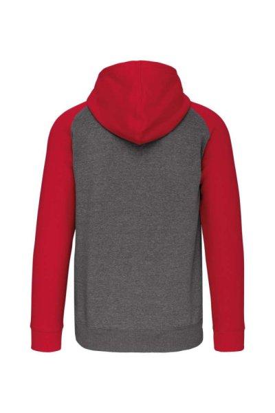 PA380 kétszínű cipzáras kapucnis kapucnis pulóver Proact, Grey
Heather/Sporty Red-L