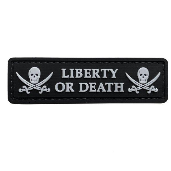 WARAGOD Liberty or Death PVC rátét, fekete-fehér