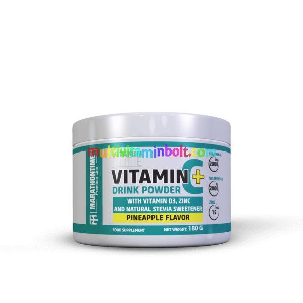 C-Vitamin italpor - D-Vitaminnal Cinkkel és Steviával - 180 g - ananász -
Marathontime