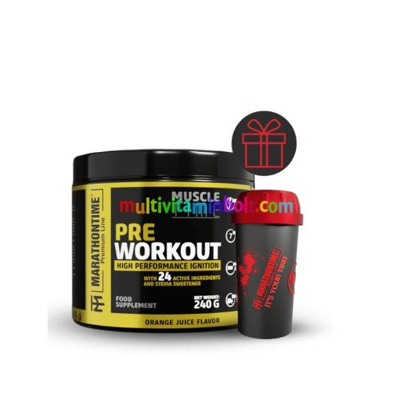 Pre Workout Edzés Előtti Energizáló Steviával és 24 értékes
összetevővel - narancslé ízben - Marathontime