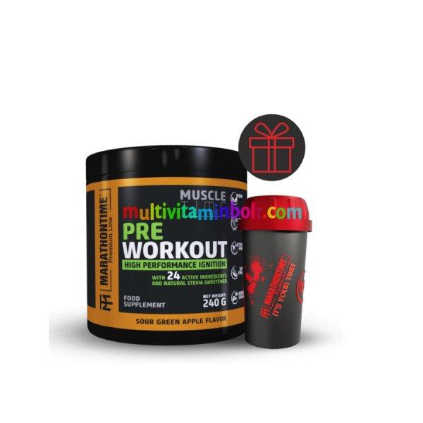 Pre Workout Edzés Előtti Energizáló Steviával és 24 értékes
összetevővel - zöldalma ízben - Marathontime