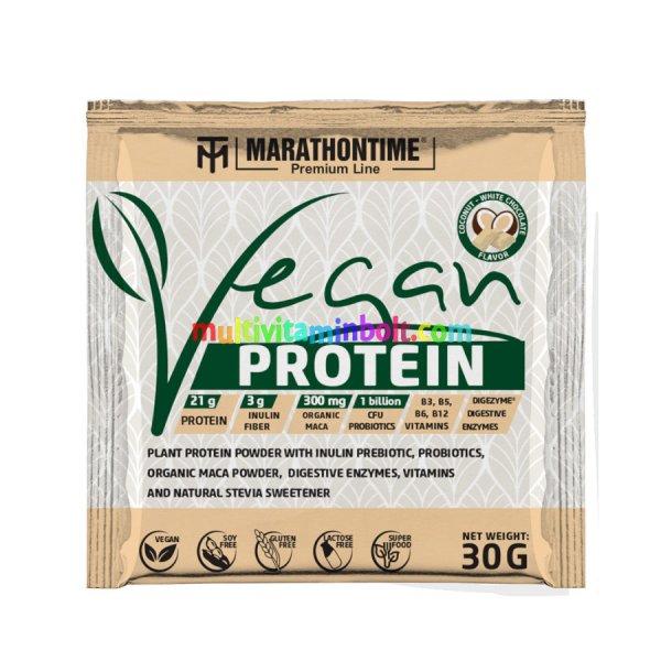 Prémium Vegán protein - fehércsoki-kókusz 30 g - Marathontime