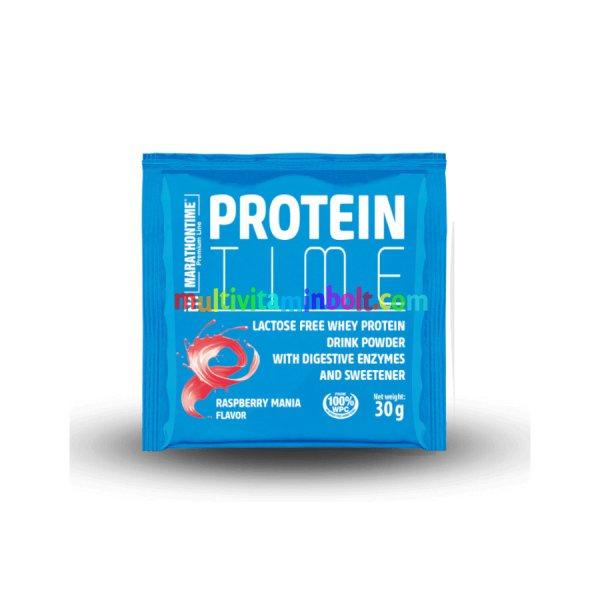 Protein Time Laktázenzimmel Dúsított fehérje málna mánia íz 30 g -
Marathontime